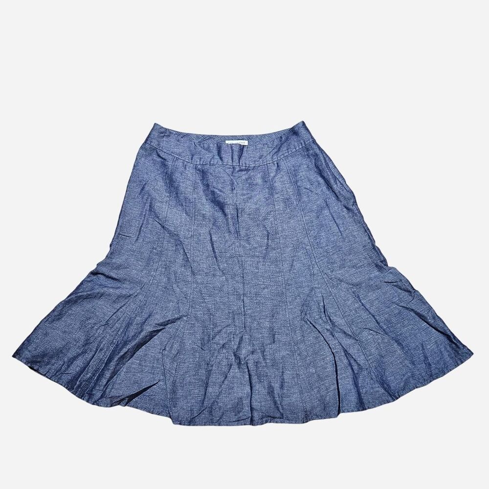 boho cottagecore chambray flared skirt